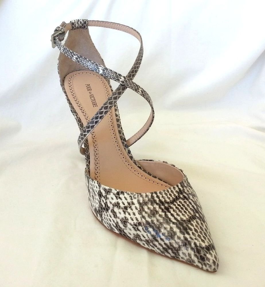 Pour La Victoire Cheyenne Leather Snake Ankle Strap Pump Sz 8, 10-NIB-RP: $235