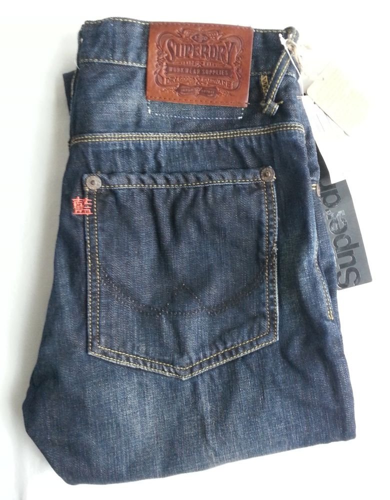 Superdry Officer Men's Denim Jeans Denim in Capital Dark Wash 30x32-NWT-SRP:$115