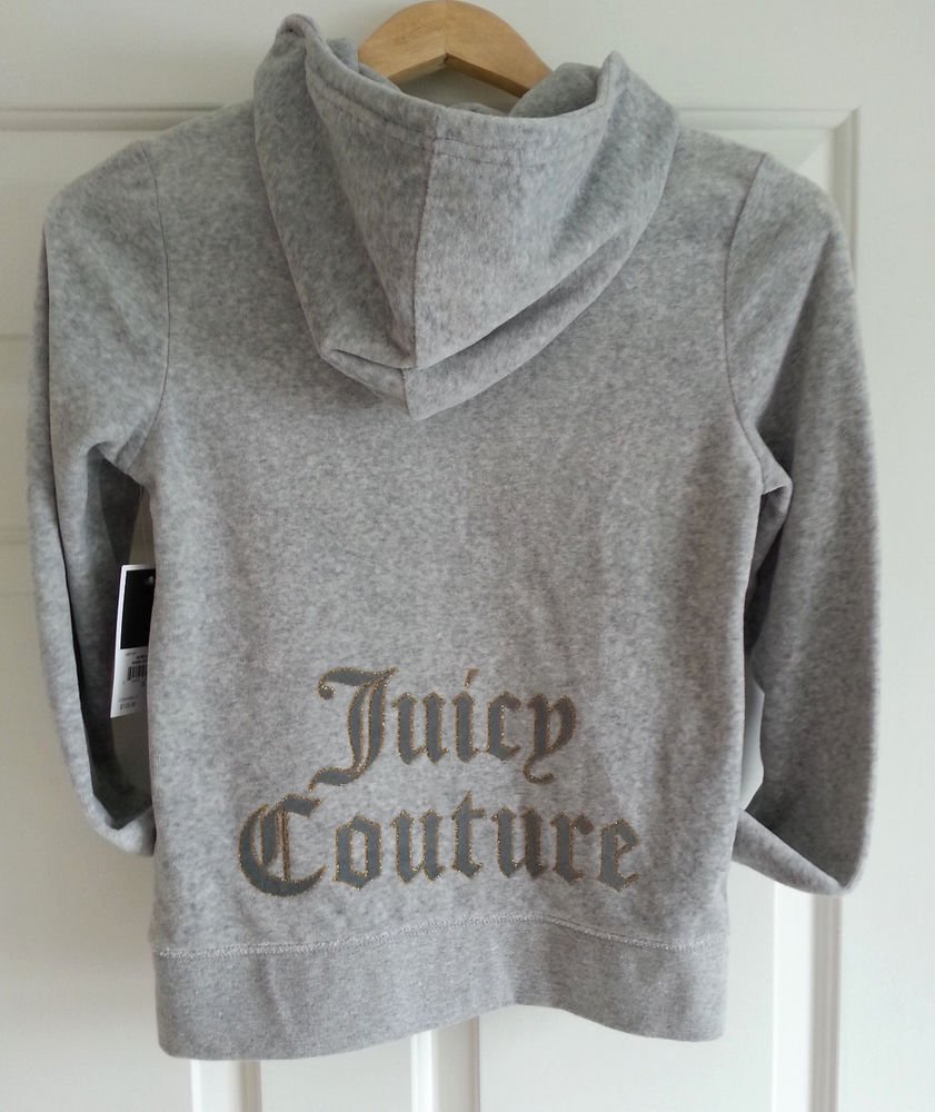 Juicy Couture Velour Zip Front Silver Lining Hoodie Grey Size S -NWT-RP: $128