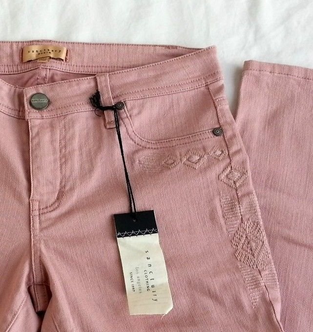 SANCTUARY Denim Embellished Skinny legging Jeans in Pink Rose Size 28 RP$147