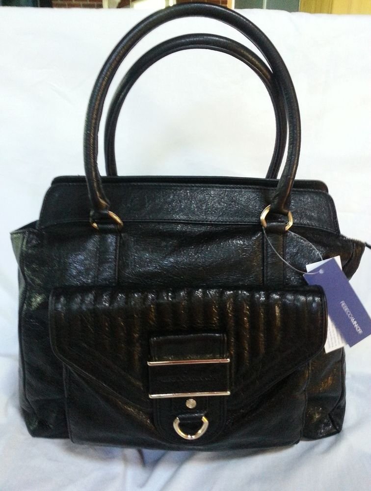 Rebecca Minkoff Handbag-Leather Illy Tote Shoulder Bag in Black-