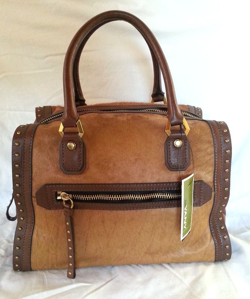 orYANY Brenda Large Leather & Haircalf Boxy Bowler Bag Natural