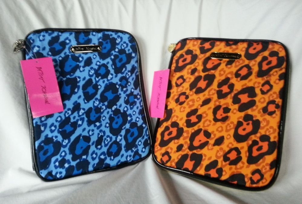 Betsey Johnson Handbags Cheetah iPad/Ereader Case Blue or Orange-NWT-SRP: $48