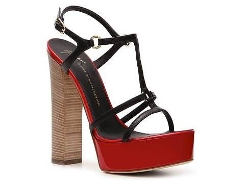 Giuseppe Zanotti Leather Platform Shoe in Red & Black Size 8