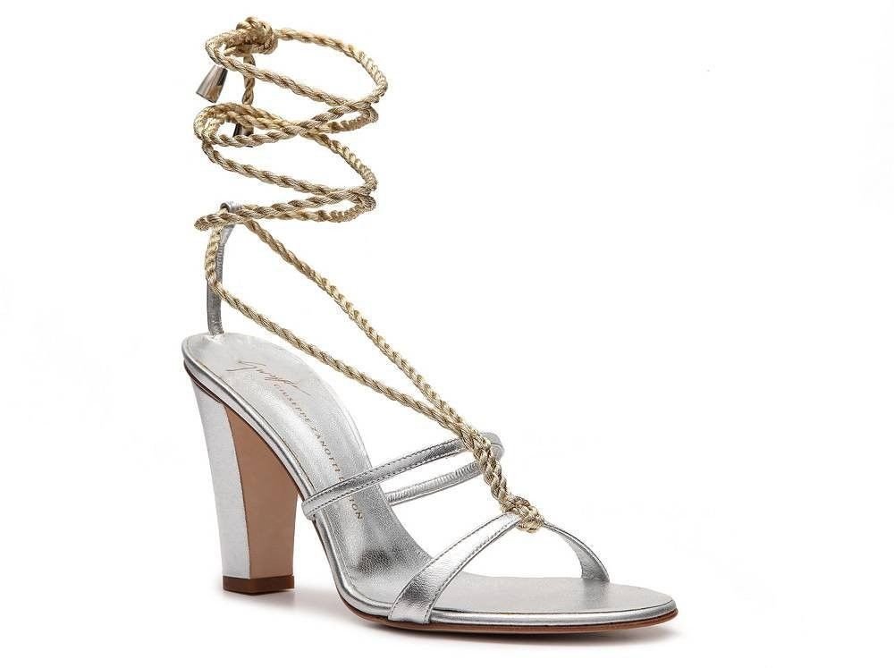 Giuseppe Zanotti Metallic Silver Gold Leather Rope Sandal Sz 8-