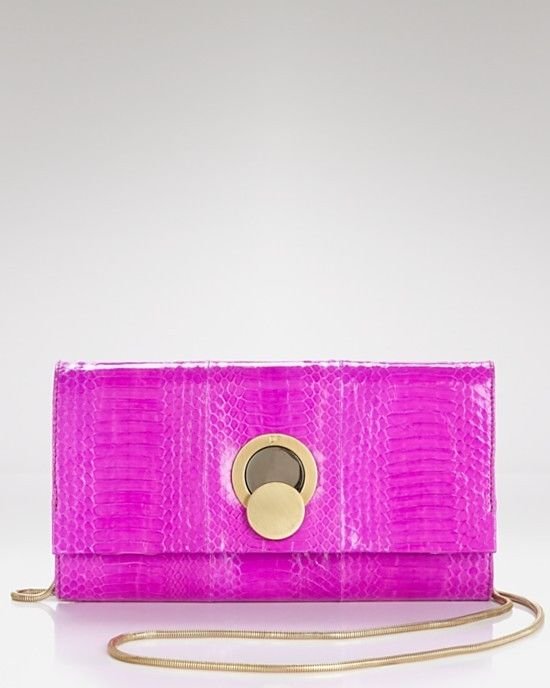 Diane Von Furstenberg Genuine Water Snake Gracie Eclipse Clutch Bag