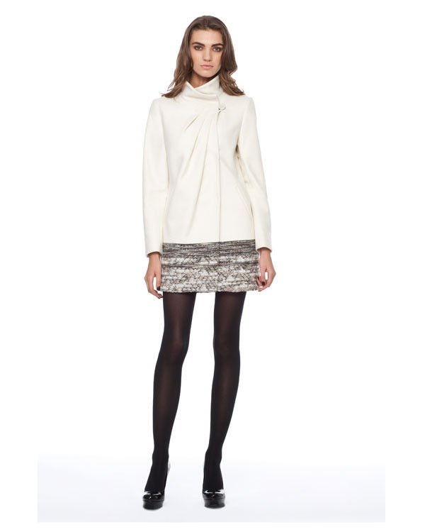 Badgley Mischka Victoria Top Button Swing Coat Almond or Off White