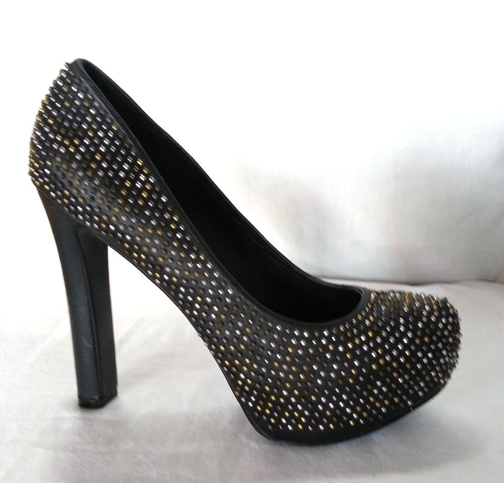 Dolce Vita Leather Studded Platform Pump Shoe in Black-Siz 8.5-NIB-RP: $259