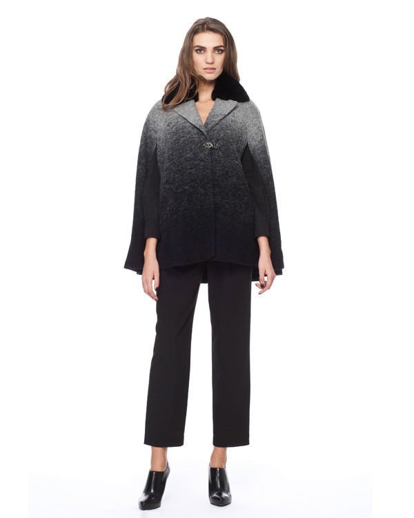 Badgley Mischka Leigh Rabbit Fur Collar Cape in Ombre Size L/XL-RP: $675.00