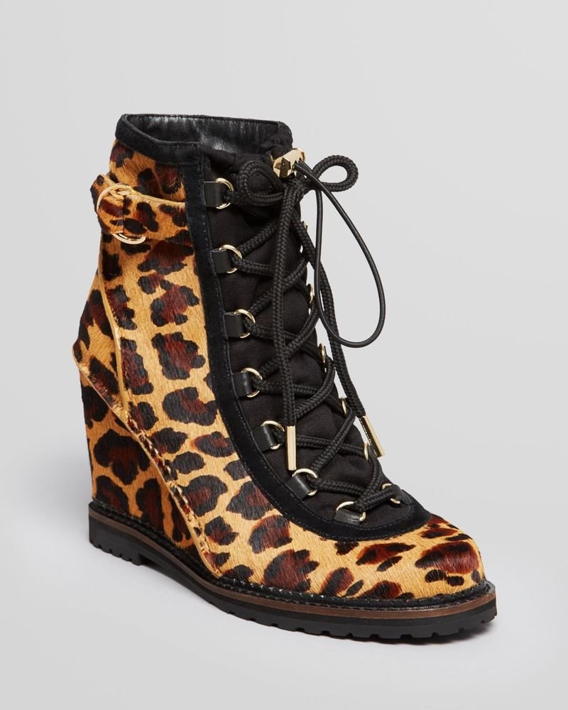 Diane Von Furstenberg Senna Calf Hair Lace-up Bootie Leopard Print-NWT:RP:$398