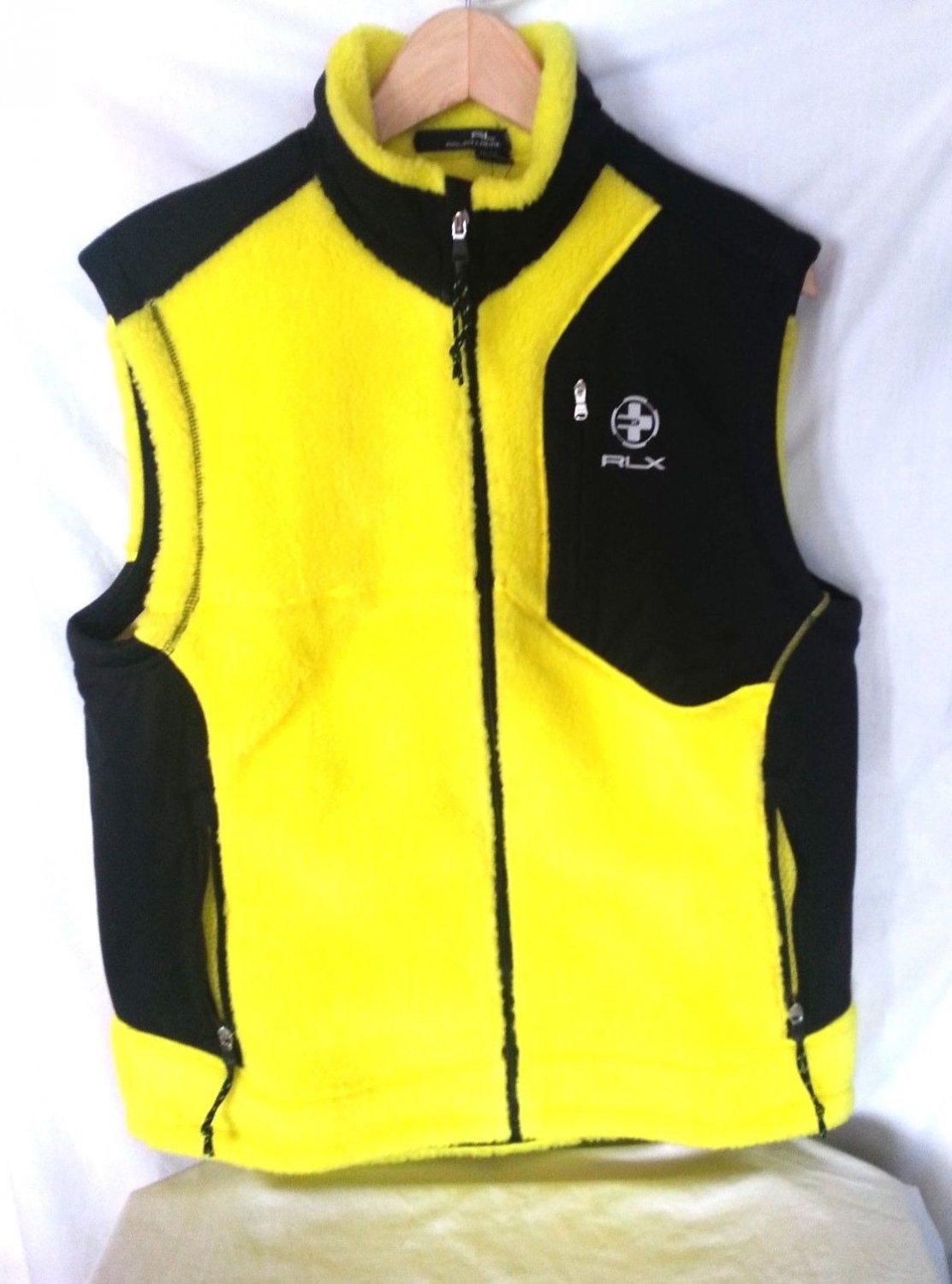 RLX Ralph Lauren Men's Fleece Yellow/Black Reflective Cycling Ves