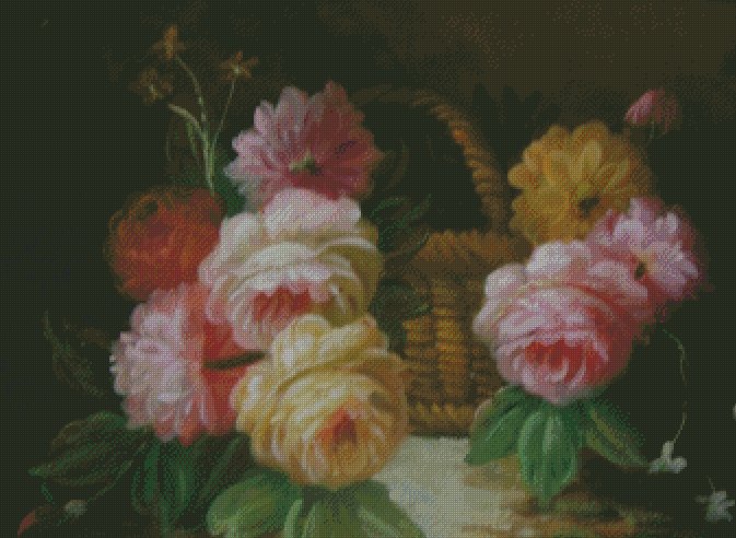 Flower Basket Counted Cross Stitch - Aida 14 Count