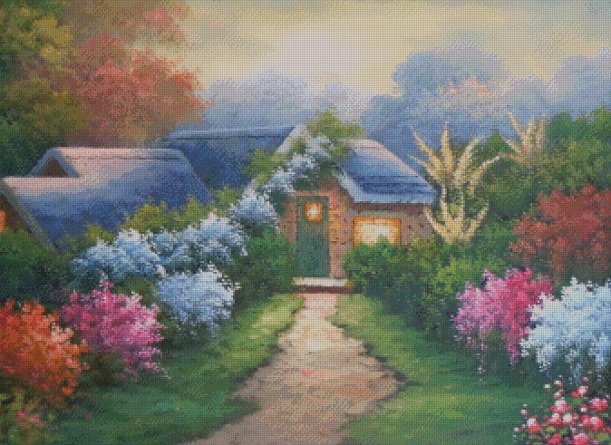 Country Cottage Counted Cross Stitch - Aida 14 Count