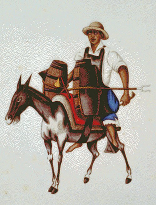 Peru Man Riding Donkey Counted Cross Stitch - Aida 14