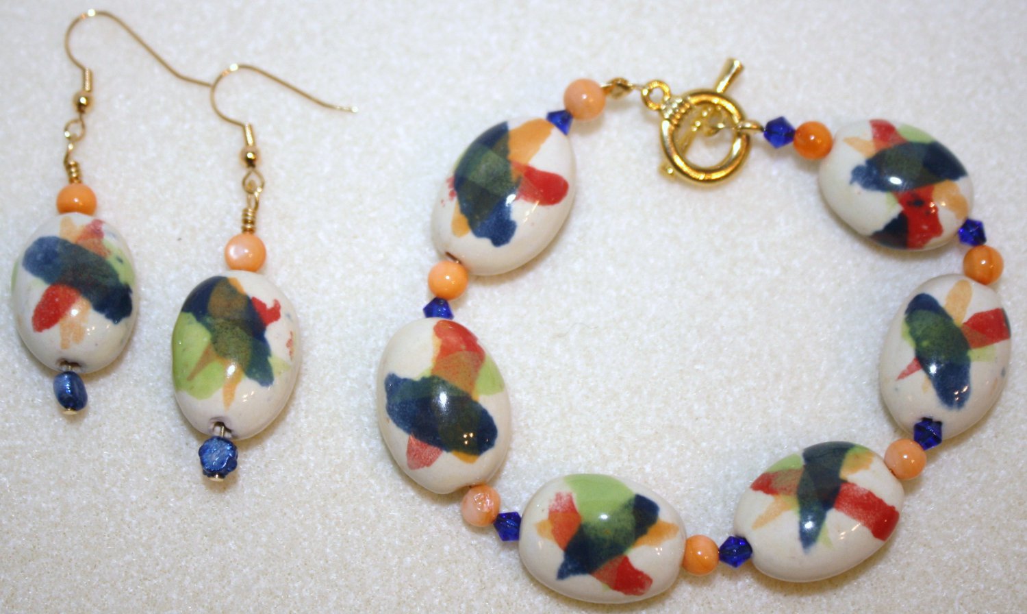 Artist's Pallette Bracelet & Earrings - Item #BES12