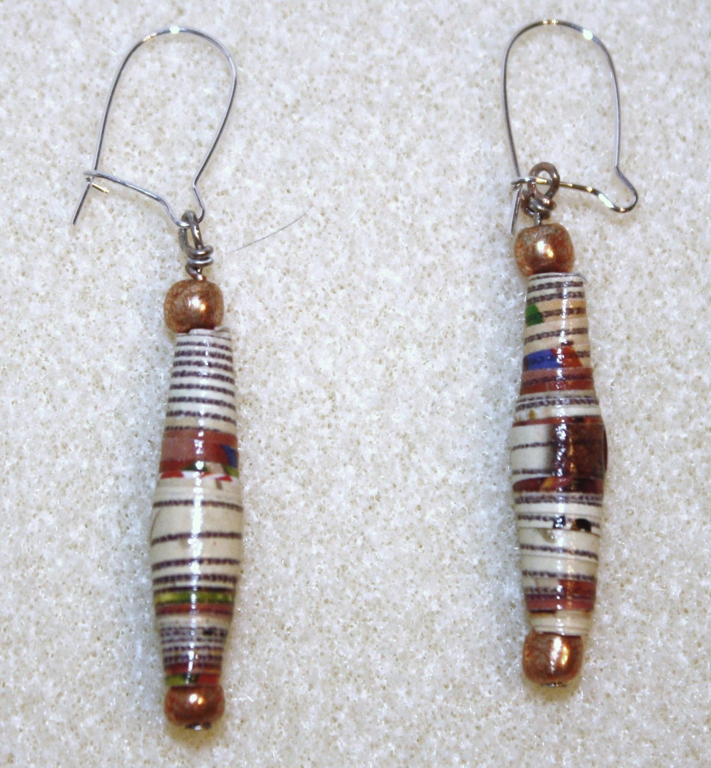 Brown N' Copper Paper Bead Earrings - Item #E2