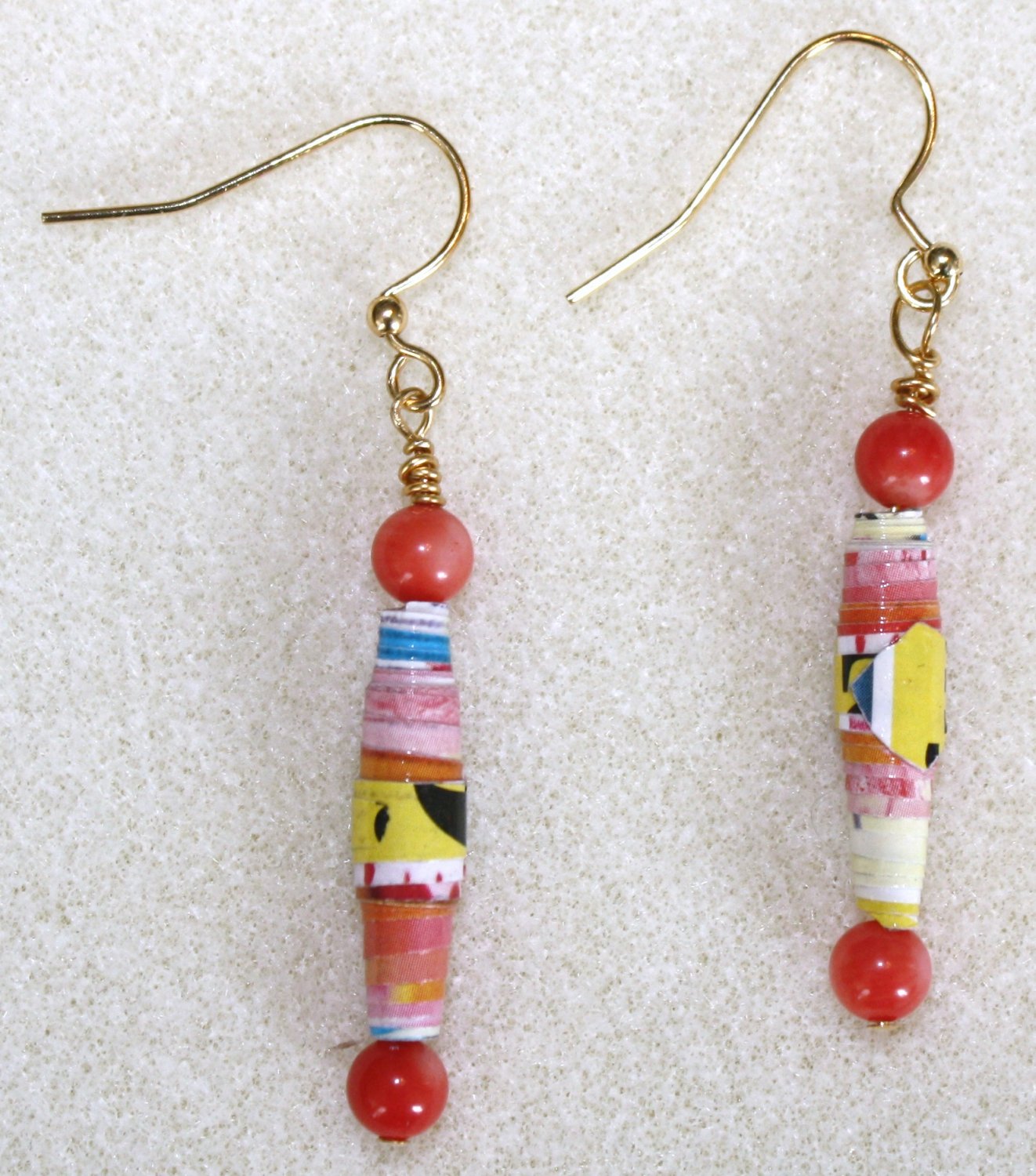Tropical Mango Paper Bead Earrings - Item #E9