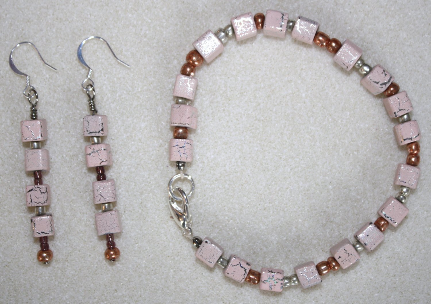 Peach Sparkle Bracelet & Earrings - Item #BES20