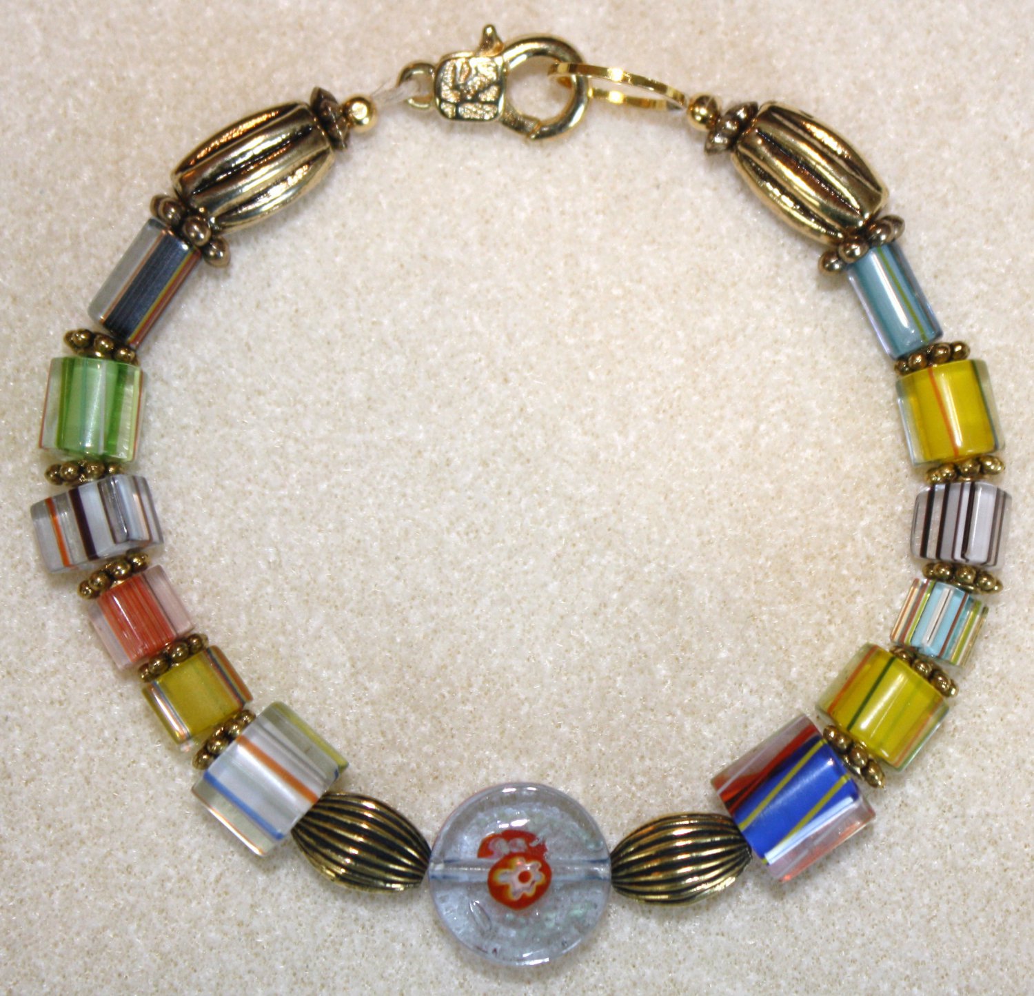 Striped Millefiori Bracelet - Item #B30