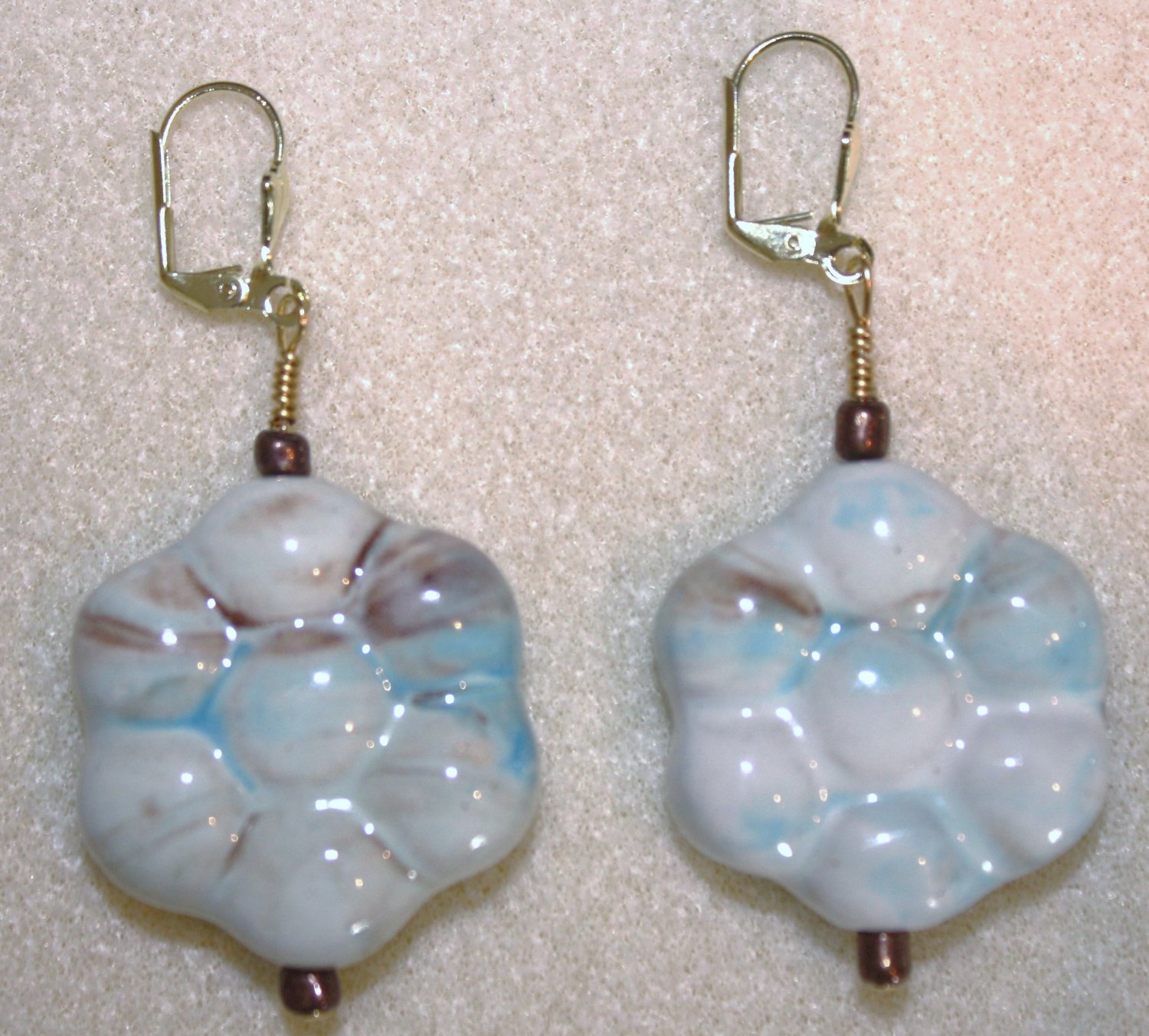 Ceramic Flower Earrings - Item #E96