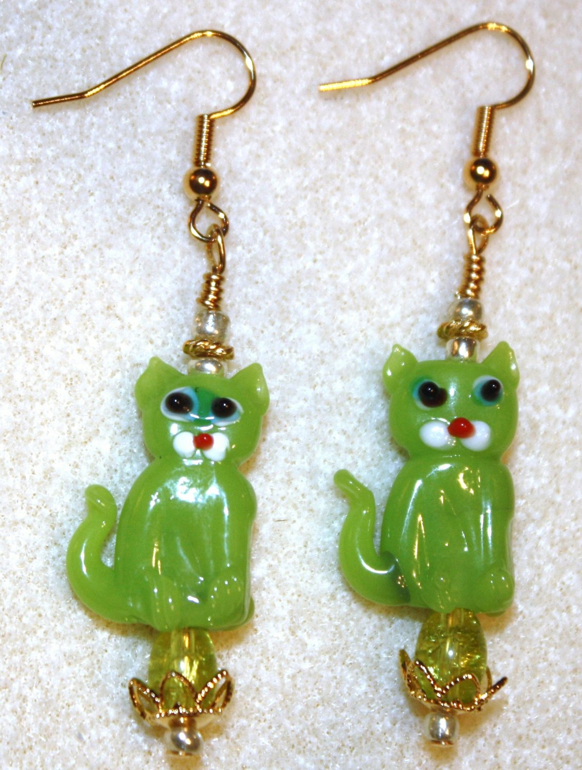 Lime Feline Earrings - Item #E143