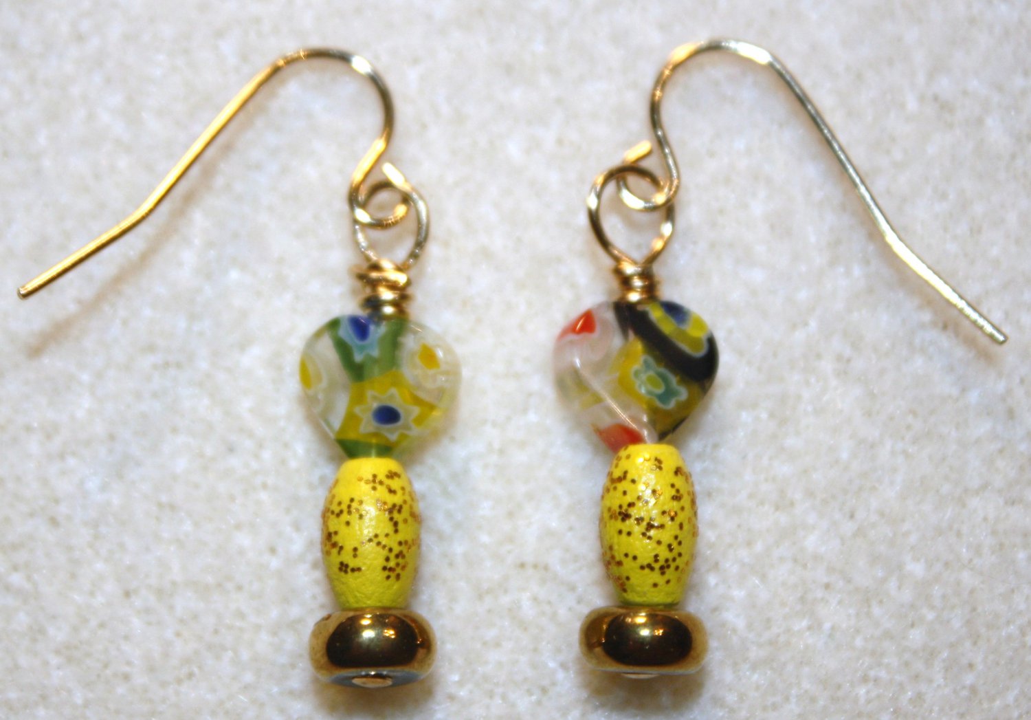 Millefiori Heart Earrings - Item #E233