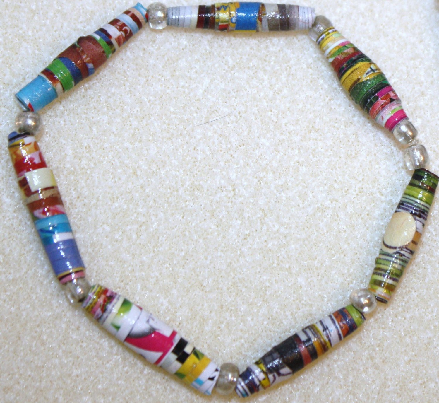 Rainbow Paper Bead Bracelet - Item #B53