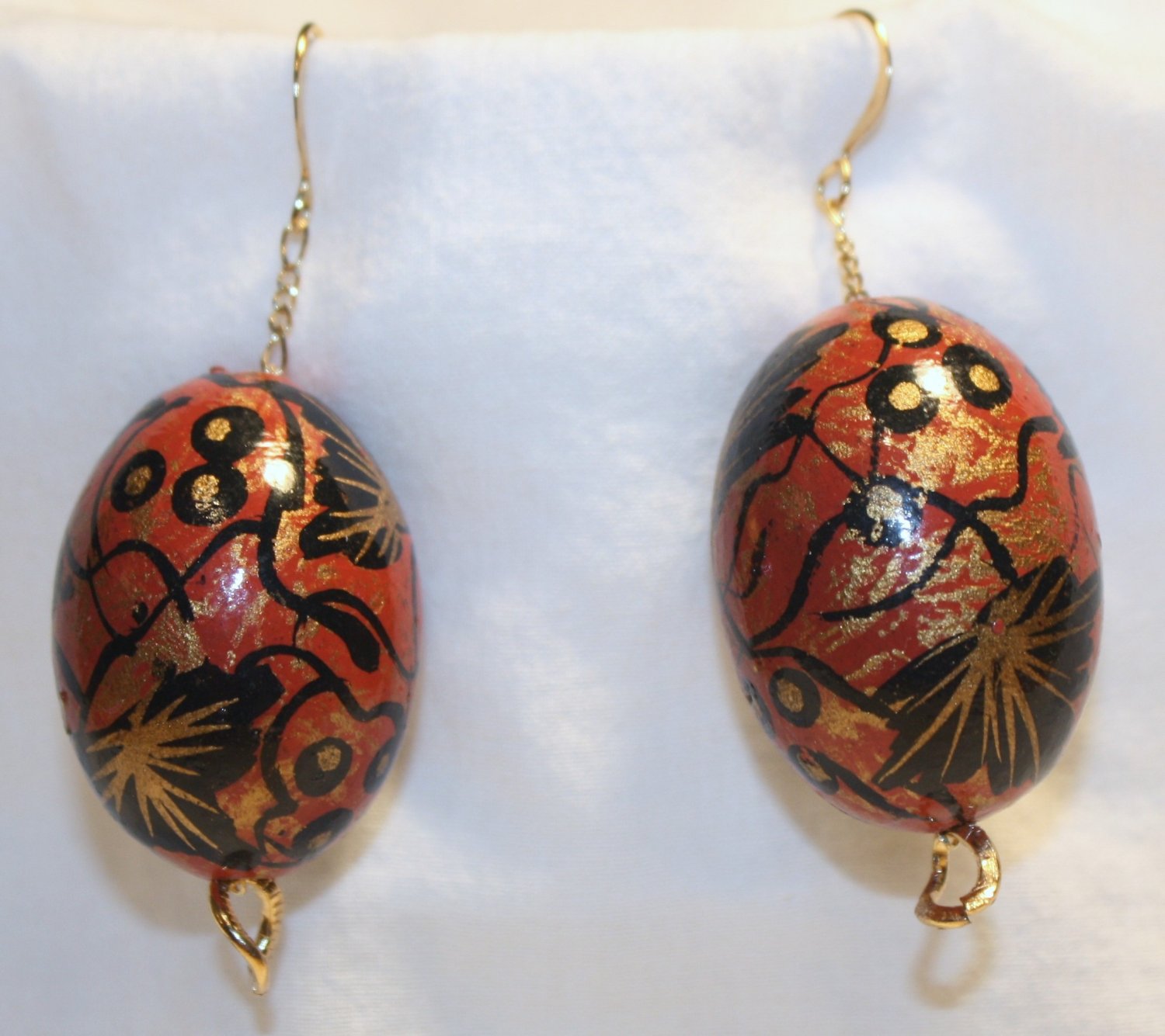 Painted Bead N' Chain Earrings - Item #E253