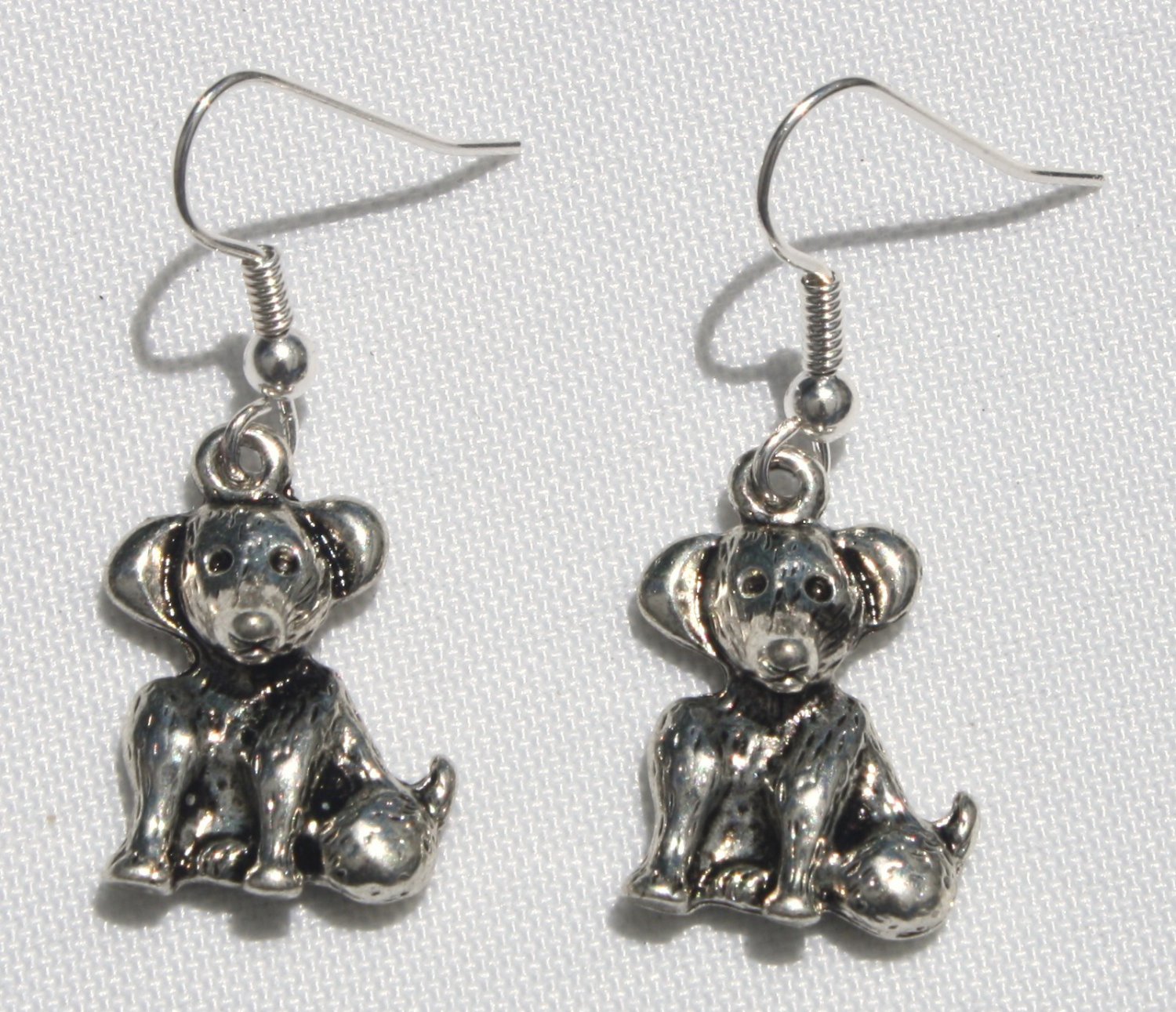 Pewter Puppy Earrings - Item #E359