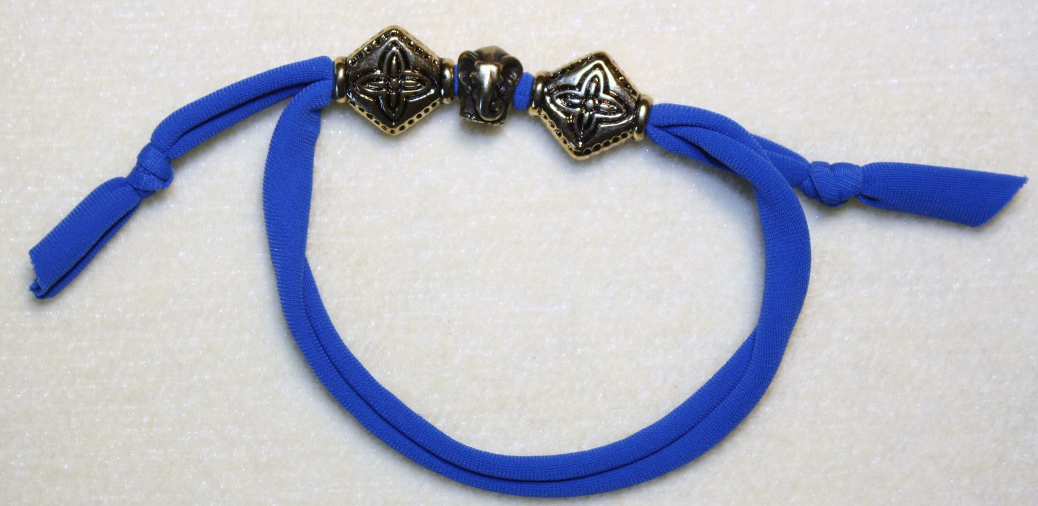 Blue Stretch Cord Elephant Bracelet - Item #B77
