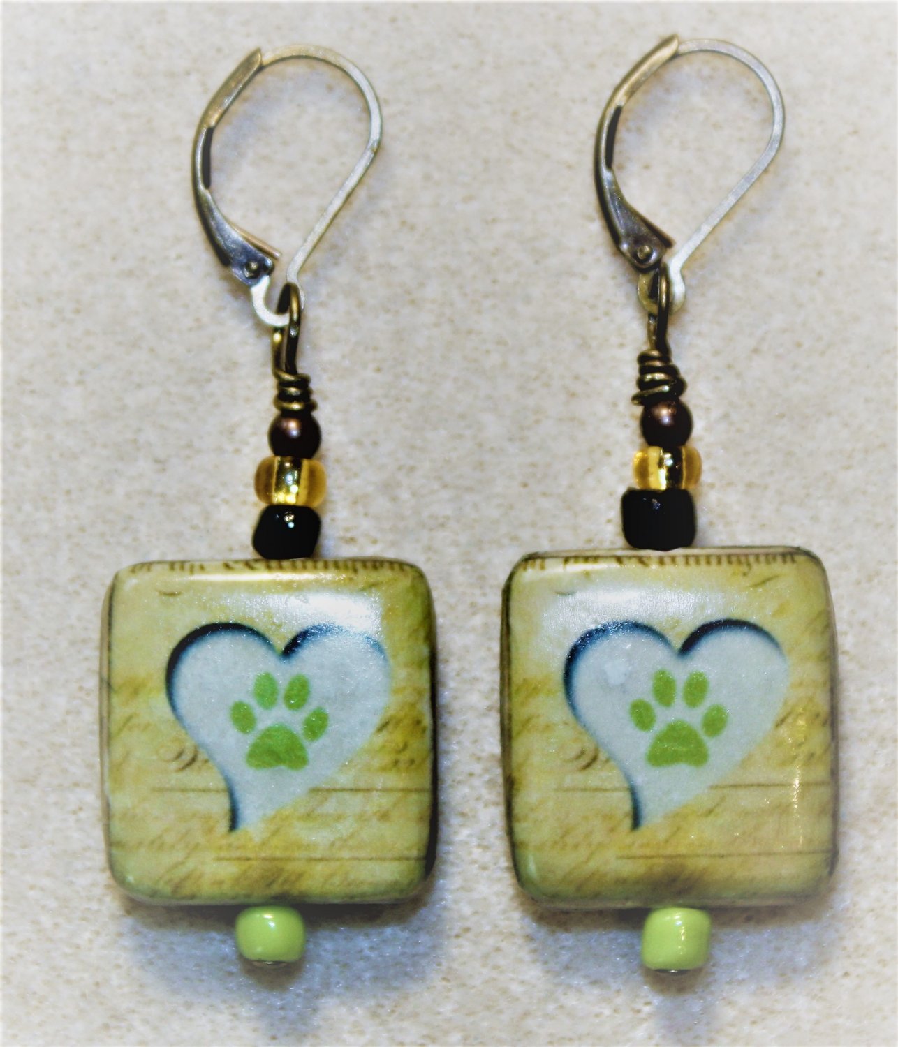 Heart N' Pawprint Earrings - Item #E470