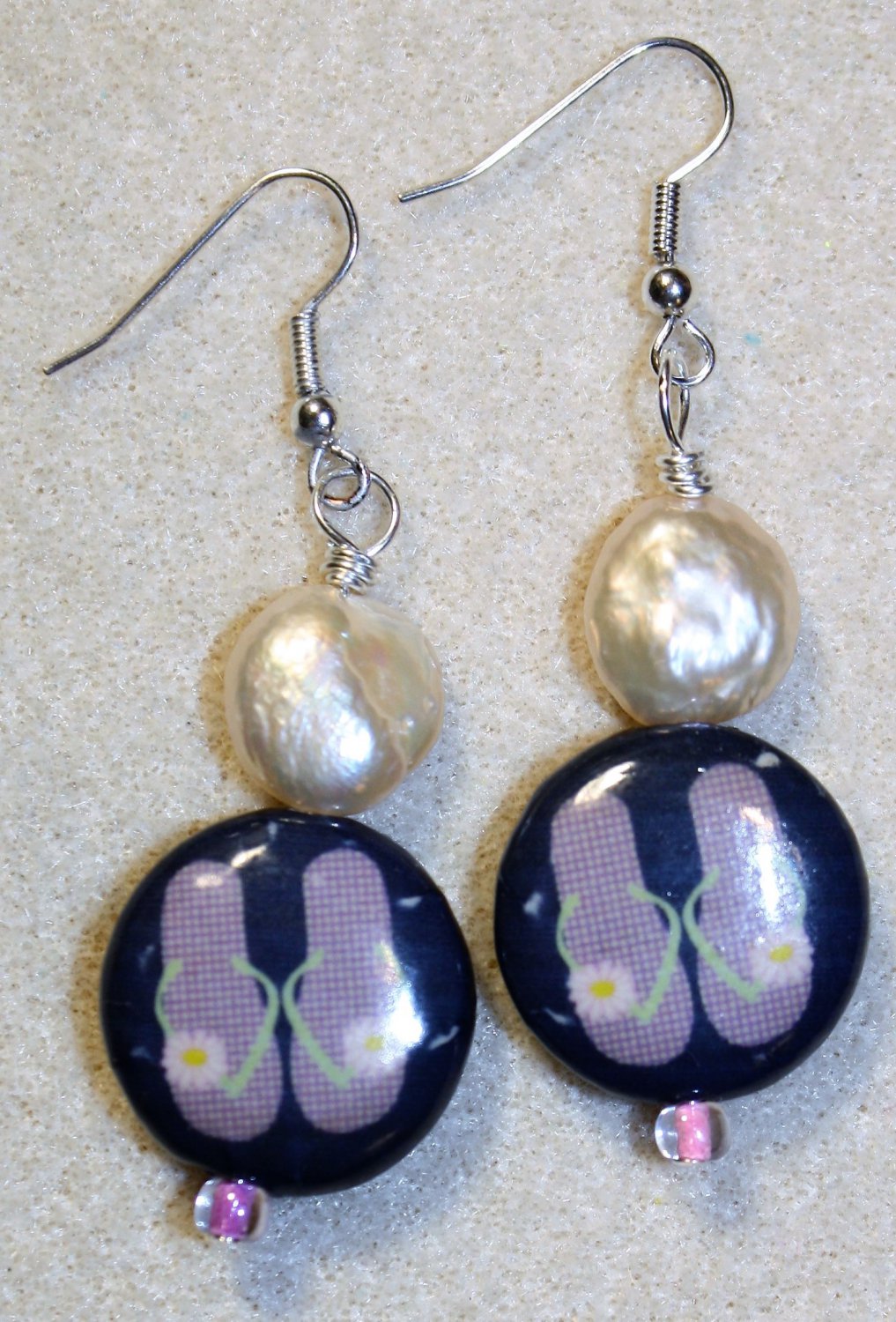 Pearly Flip Flop Earrings - Item #E479