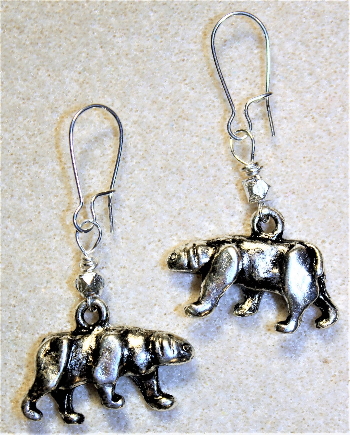 Silvertone Bear Earrings - Item #E493