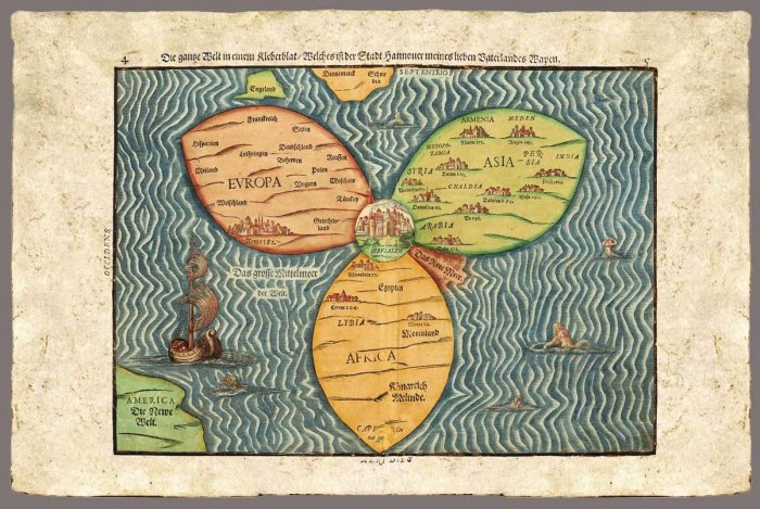World, Clover Leaf by Heinrich Bunting, 1585