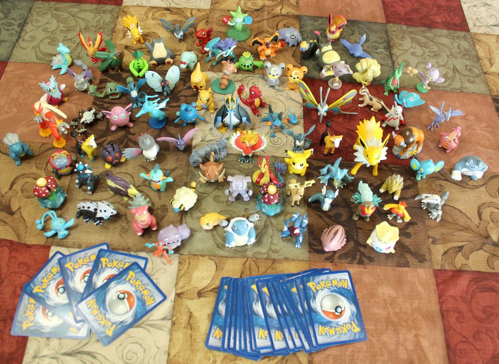Pokemon Trading Card 5 Rare Holofoil & 50 non + 1 or 2 Figure Random Lots! NM-PL