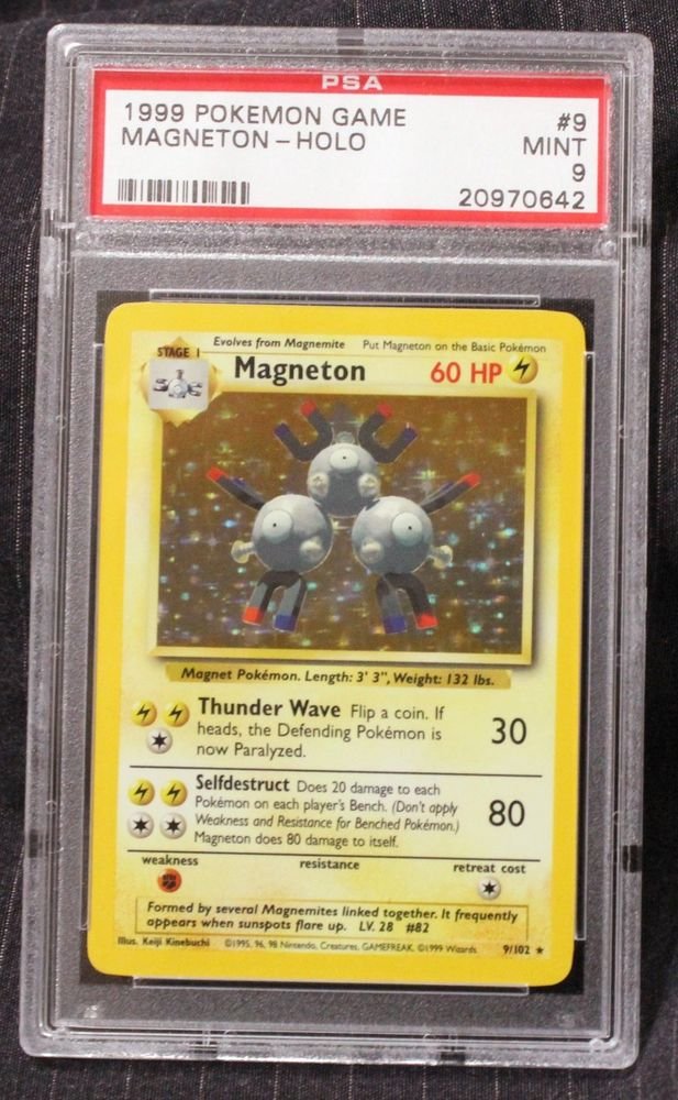 Pokemon Card Magneton 9/102 Base Set Holofoil PSA Graded 9 Mint!