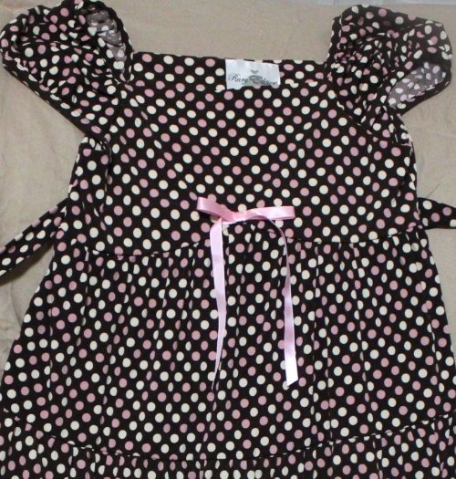 Rare Editions Brown Pink Polka Dot Dress Girl's Size 6X
