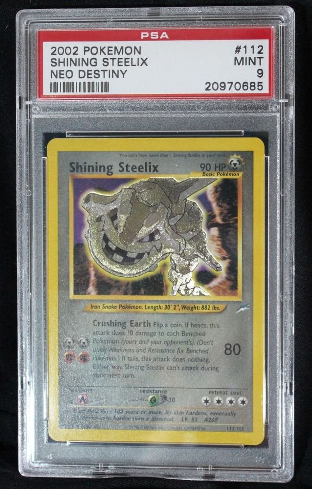 Graded PSA 9 MINT Shining Steelix 112/105 Neo Destiny Pokemon Card TCG