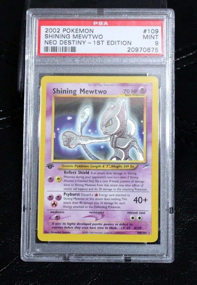 PSA 9 Graded First Edition Shining Mewtwo 109/105 Neo Destiny Pokemon Card TCG
