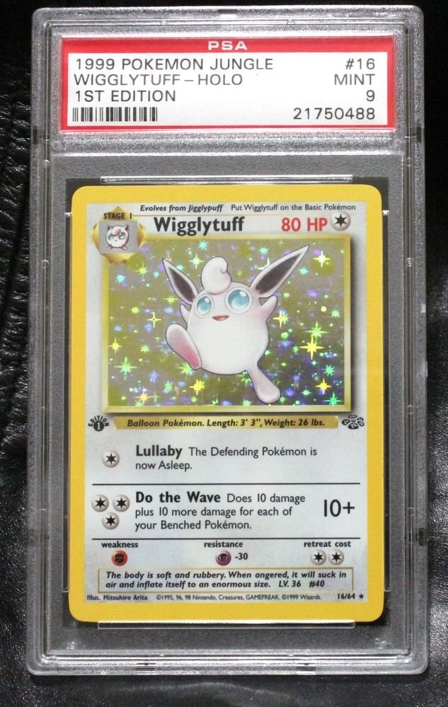 Pokemon Card First Edition Wigglytuff 16/64 Jungle Set Holofoil PSA Graded 9