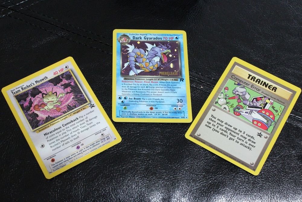 Pokemon Team Rocket's Meowth, Dark Gyarados & Computer Error Promo Cards NM/M!+