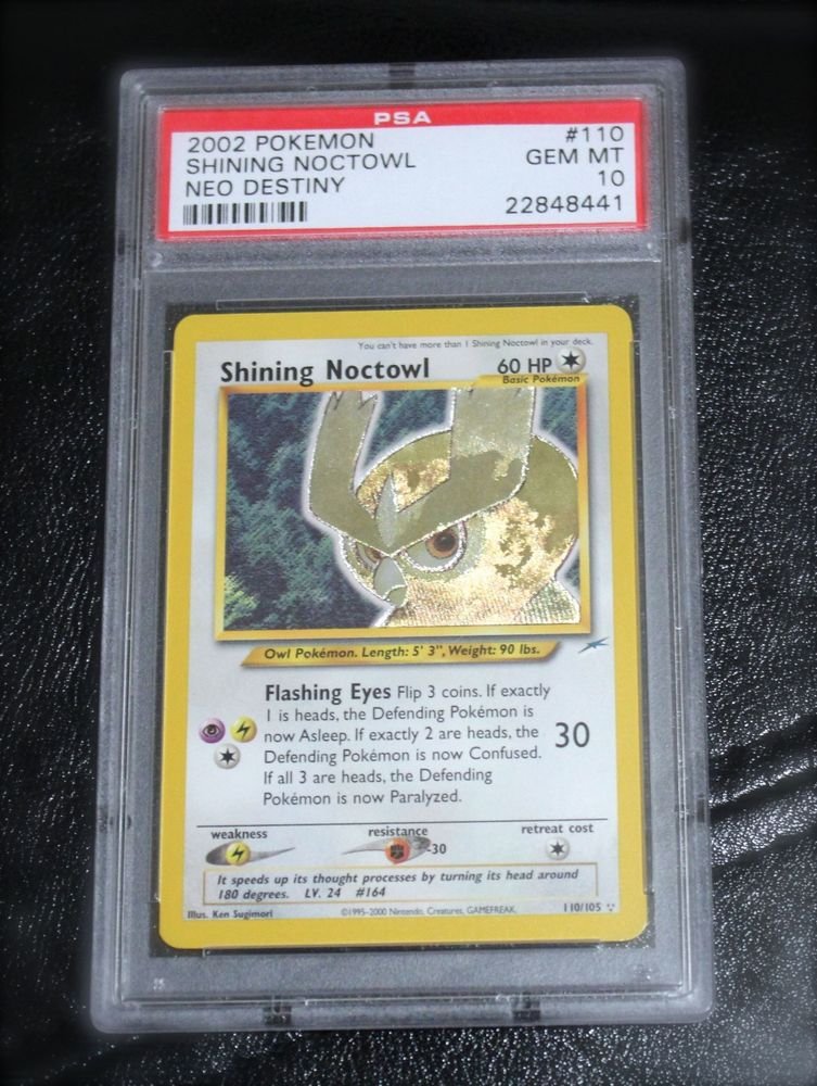 Graded PSA 10 GEM MINT Shining Noctowl 110/105 Neo Destiny Pokemon Card TCG