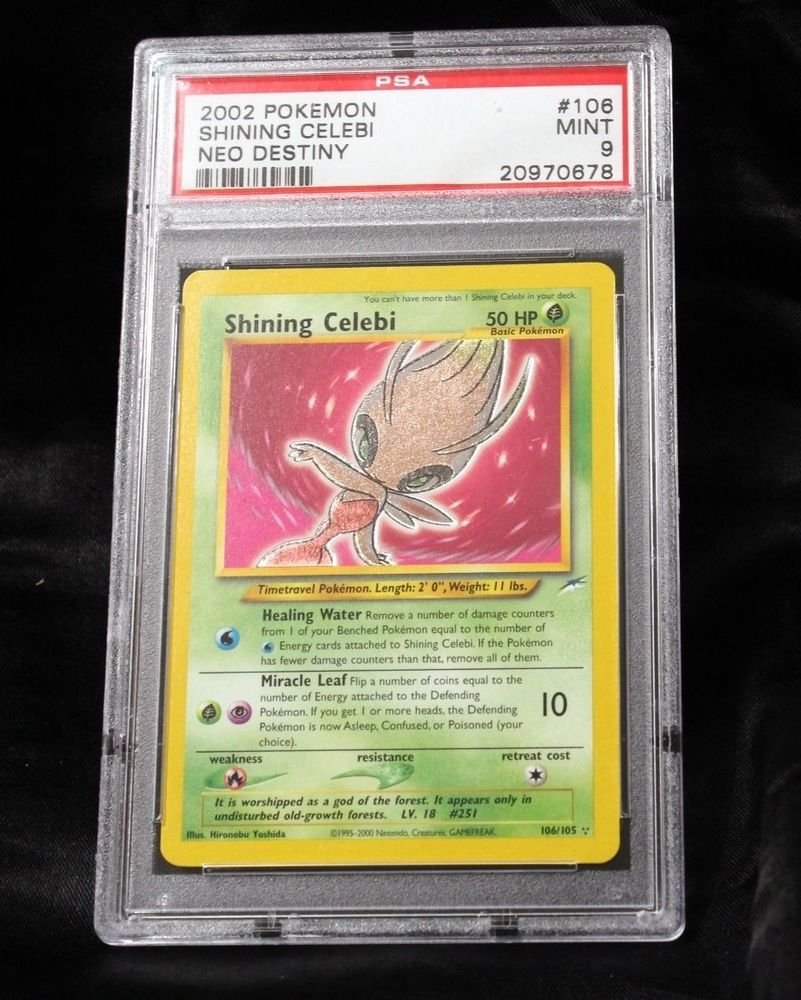 Graded PSA 9 MINT Shining Celebi 106/105 Neo Destiny Holofoil Pokemon Card TCG