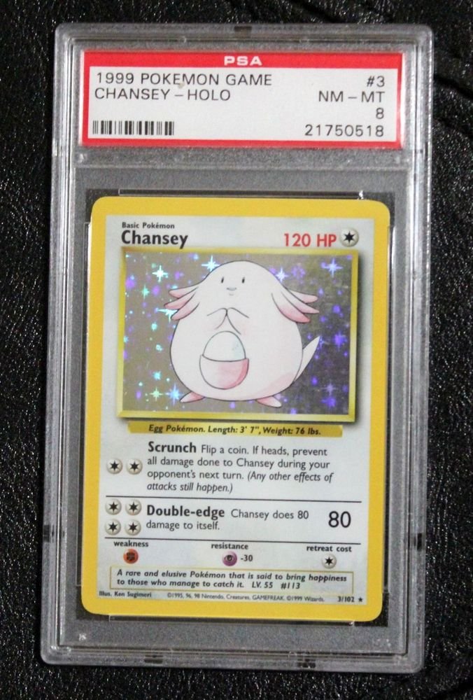 Pokemon Card Chansey 3/102 Base Set Holofoil PSA Graded 8 NM-Mint!