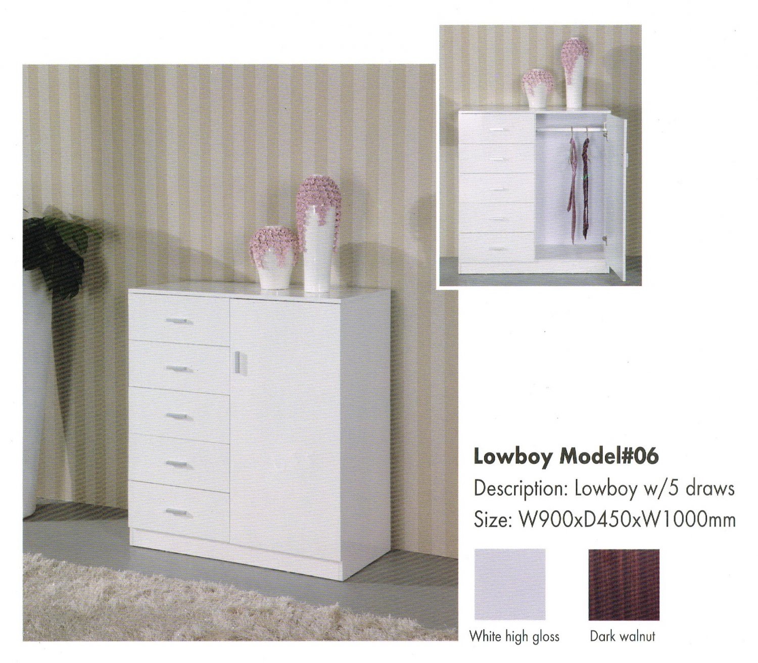 FS High Gloss Lowboy 5 Drawer Model #06