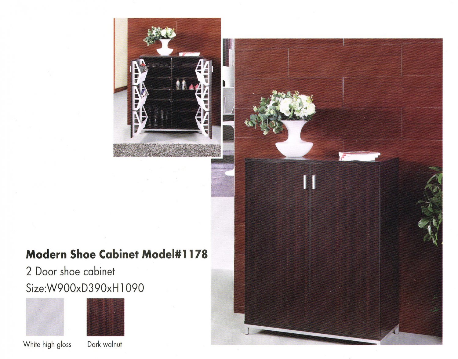 FS Modern 2 Doors Shoe Cabinet Model #1178