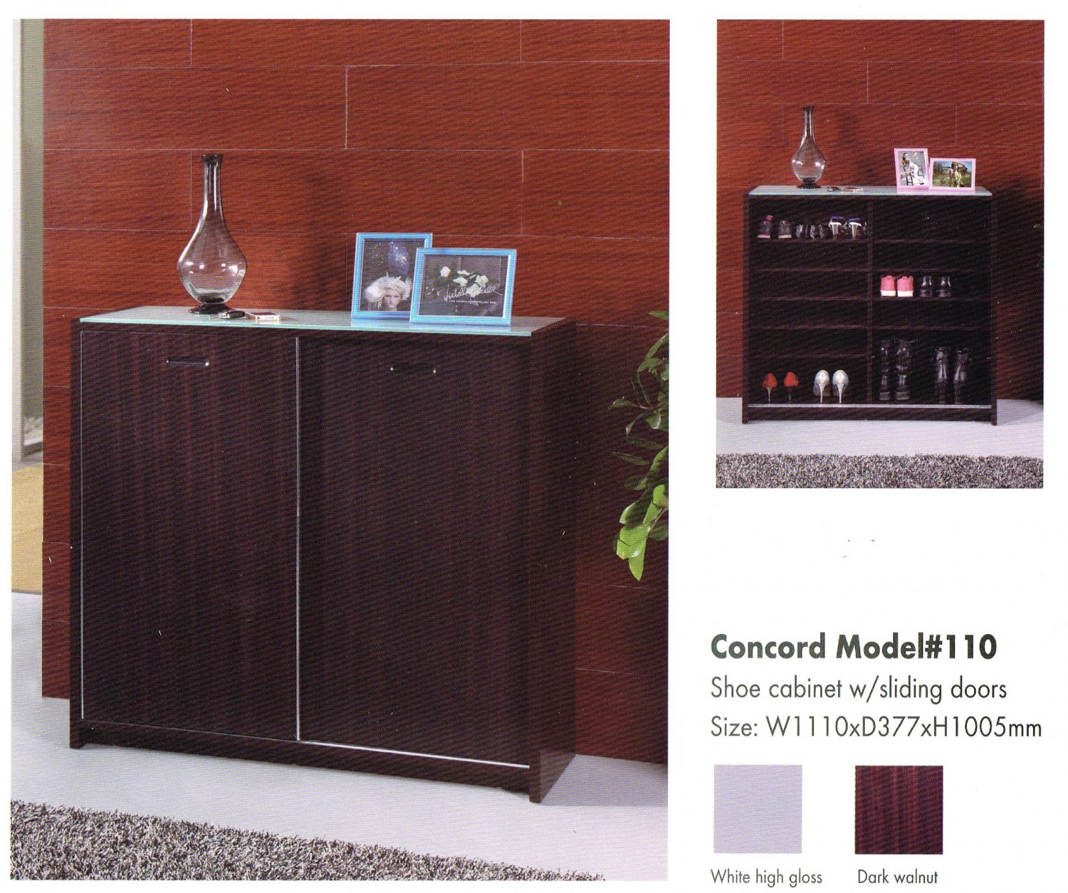Concord Shoe Cabinet with Sliding Doors Model #110