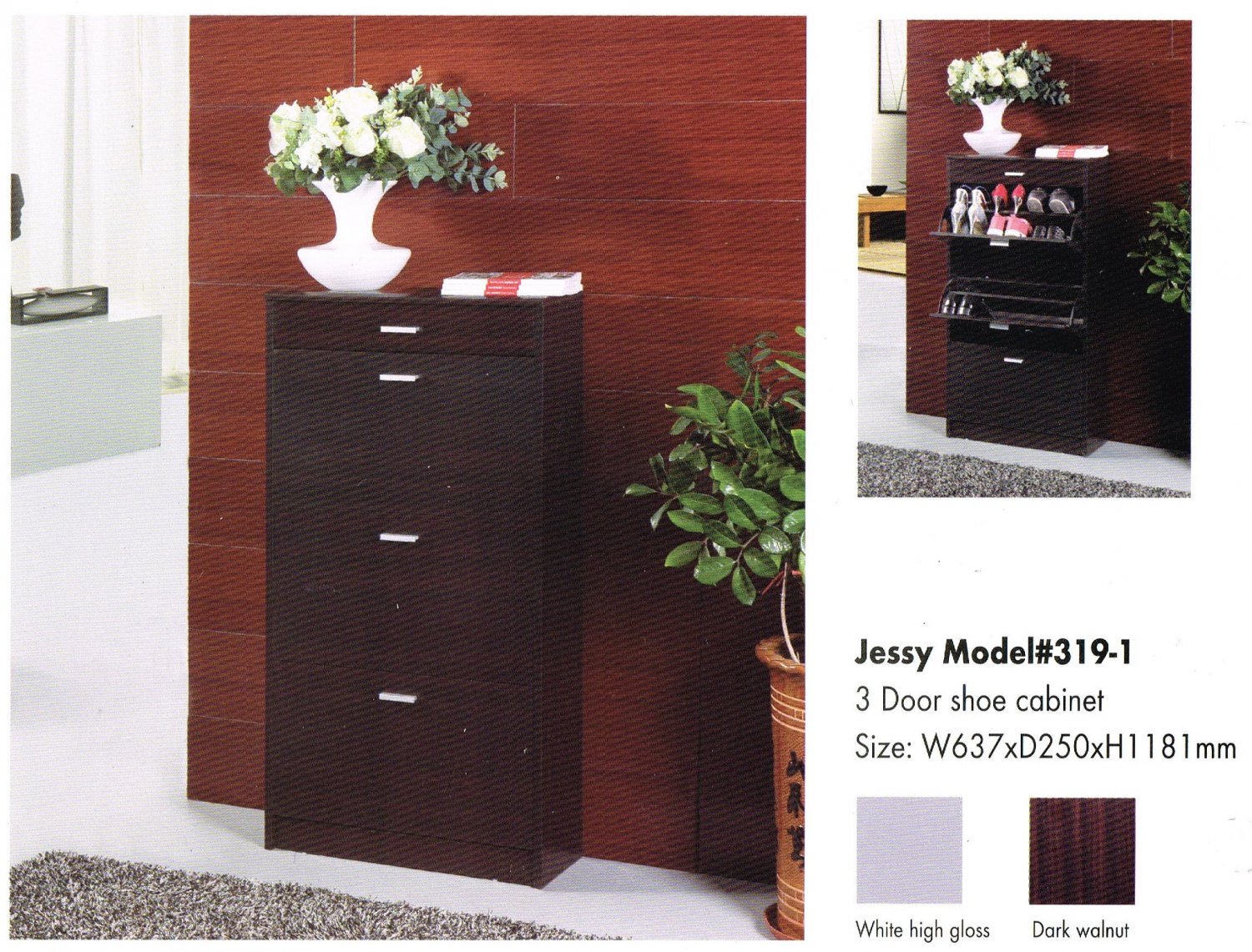 Jessy 3 Doors Shoe Cabinet Model # 319-1