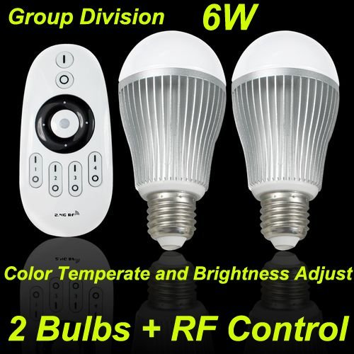 3 x Set of Led Remote Control + 2 Light Bulb, 6W, E27, Dimmble, CCT Changing 3000~6500K