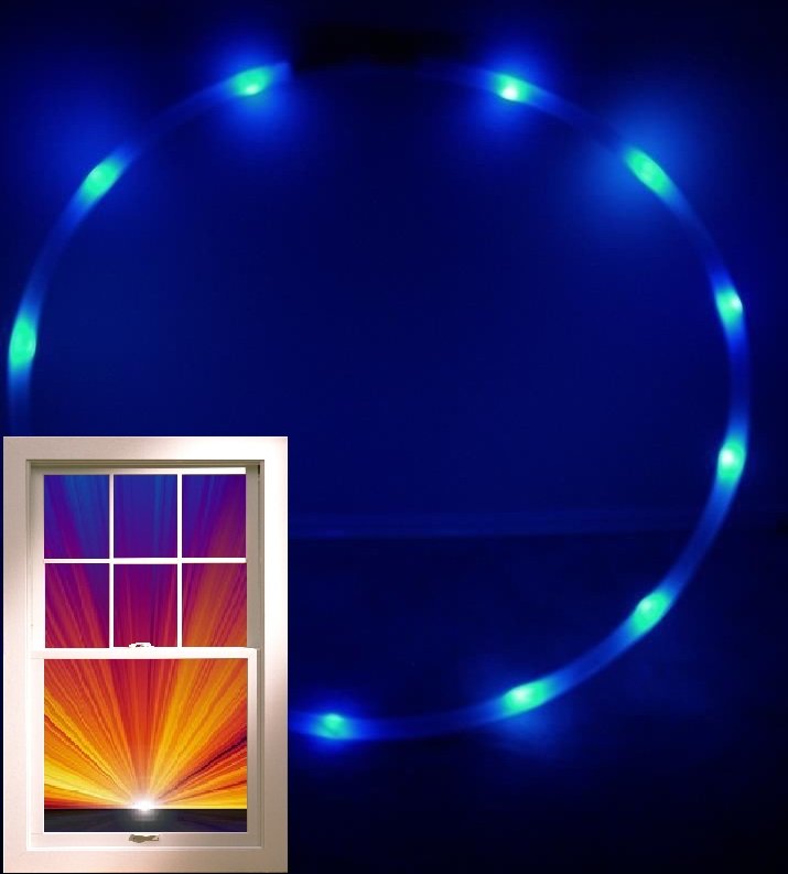 LED performance Hoop,12ounces .75" HDPE, 12 Blue Ultra Bright 36" w Battery/Cha
